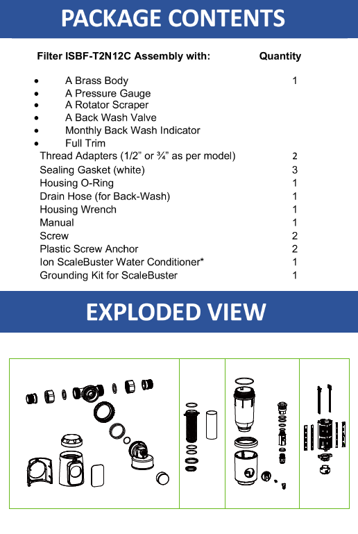 Water Filter Package Contents